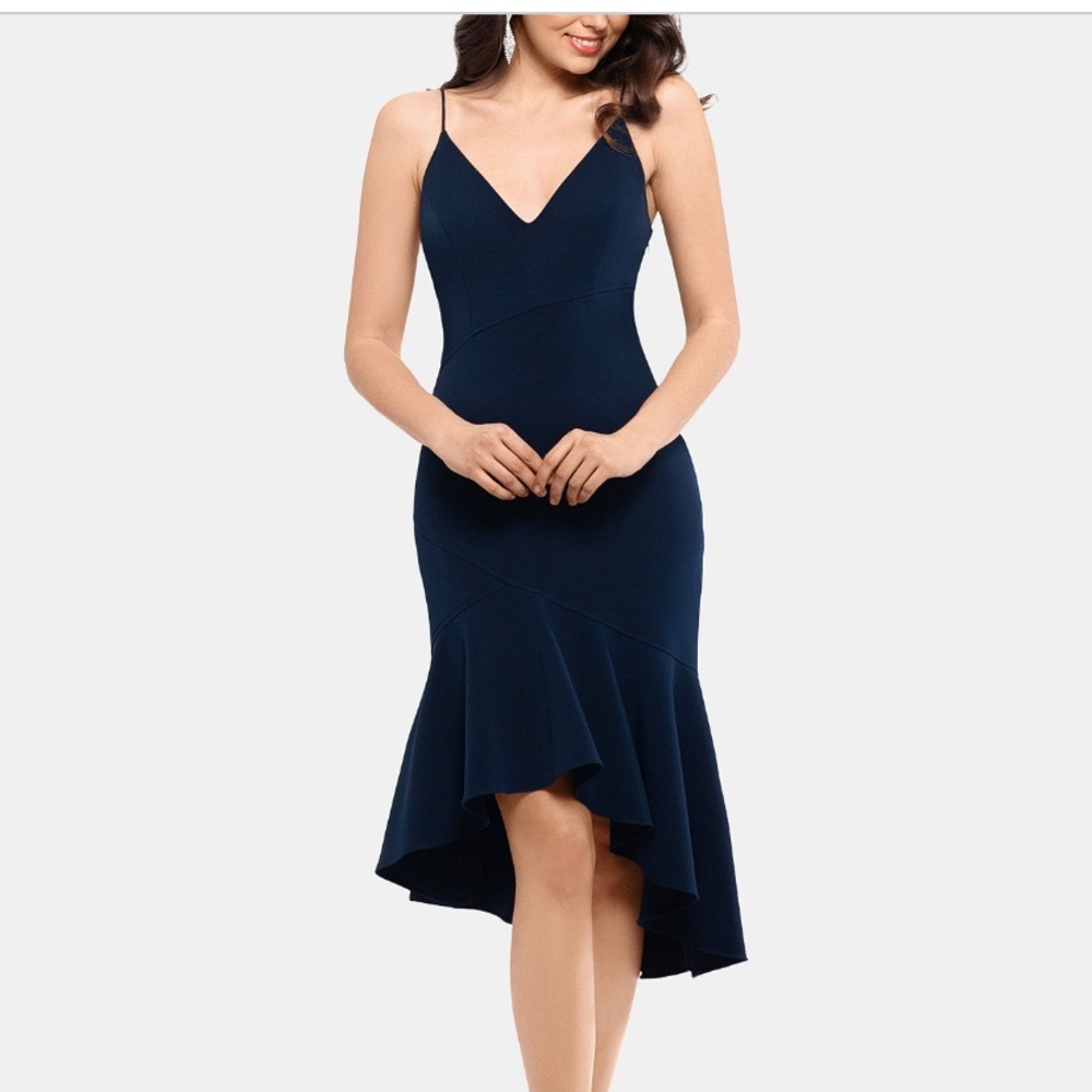 Xscape Asymmetrical ruffle bodycon dress - Picture 3 of 4